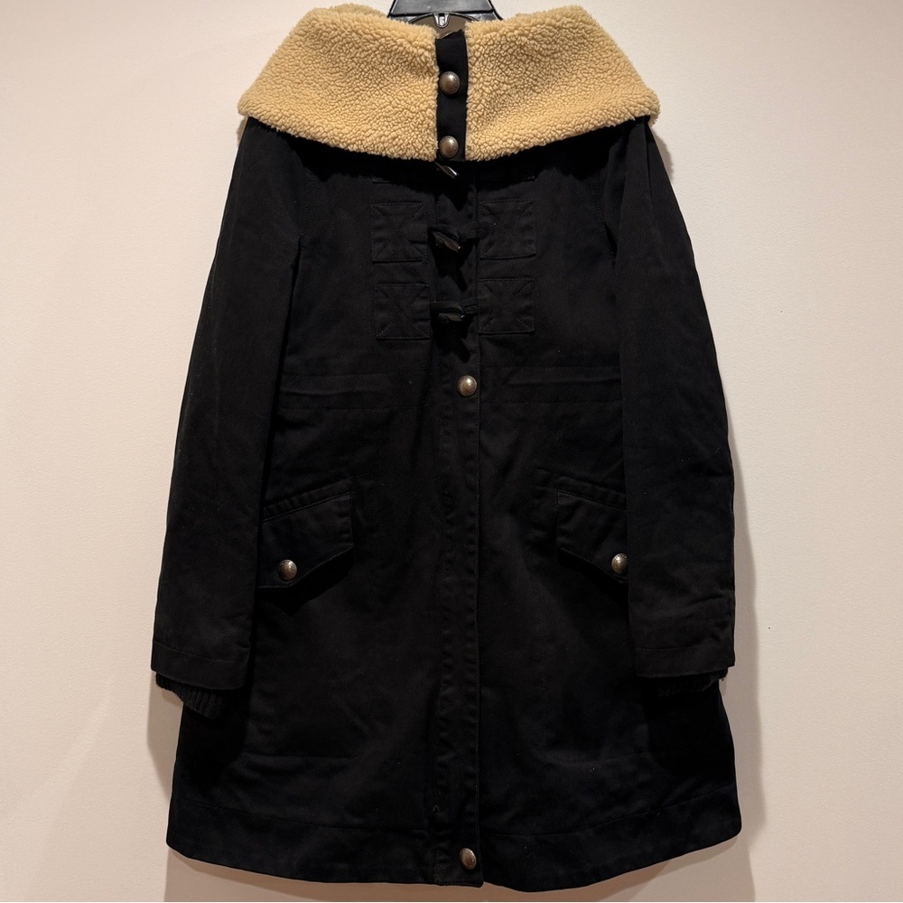 Marc Jacobs Sherpa Collar Coat Toggle Buttons Parka Jacket Black Medium M Casual - Picture 4 of 16